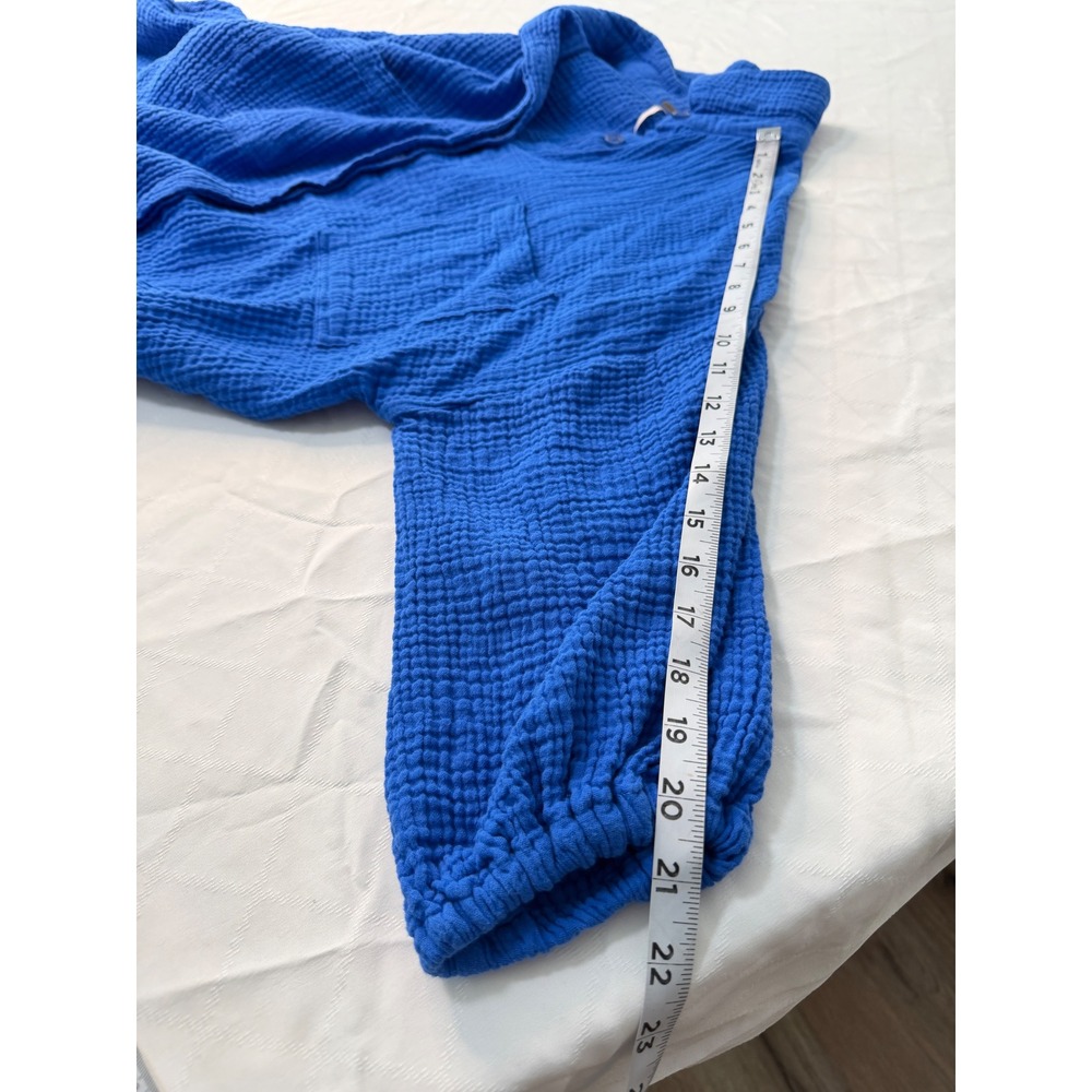 YFB Gauzy Cotton Button Front Tunic Top Womens Cobalt Blue Boho Swim Coverup - Picture 8 of 8